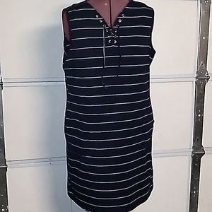 Beyond This Place dress Navy striped 2XL